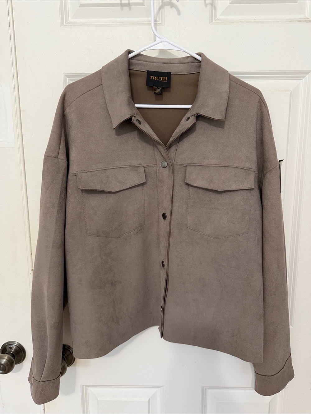 Truth by Republic Faux Suede shirt, jacket, size XL brown minimalist